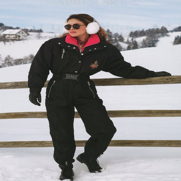 Bogner Luxury Retro Vintage 80s 90s Skiwear Ski Suit Two Piece Snowsuit Black S - Picture 1 of 12